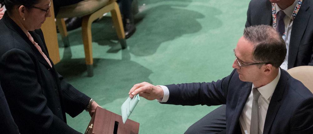 Bundesaußenminister Heiko Maas bei der UN-Generalversammlung 2018, bei der Deutschland für zwei Jahre in den Sicherheitsrat gewählt wurde.