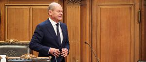 Bundeskanzler Olaf Scholz (SPD) sagte im August 2022 im Hamburger Rathaus erneut vor dem Parlamentarischen Untersuchungsausschusses „Cum-Ex“ aus.