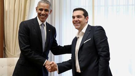 US-Präsident Barack Obama am Dienstag beim griechischen Ministerpräsidenten Alexis Tsipras.