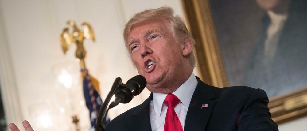 US-Präsident Donald Trump am Montag bei seinem Statement gegen Rassismus im Diplomatic Room des Weißen Hauses.