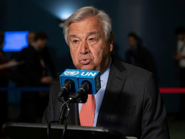 Antonio Guterres, Generalsekretär der Vereinten Nationen, hält eine Rede vor der Konferenz zur Überprüfung des Atomwaffensperrvertrags (NVV). 