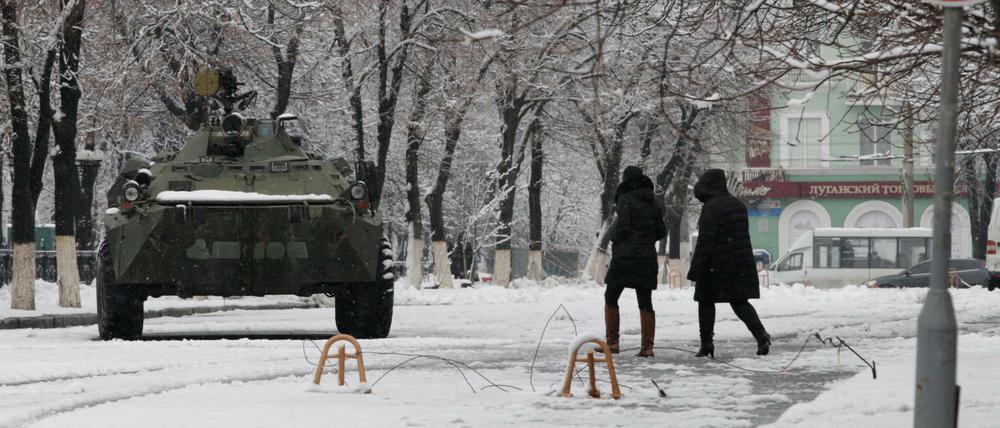 Die ukrainische Stadt Luhansk wird von Separatisten kontrolliert, die von Russland unterstützt werden. 