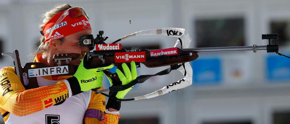 Ziel im Blick. Denise Herrmann holte das erste deutsche Gold bei der Biathlon-WM.