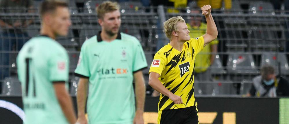 Demonstration der Stärke. Obwohl die Gladbacher lange Zeit ein gleichwertiger Gegner waren, feierten Erling Haaland (r.) und Borussia Dortmund einen deutlichen Sieg.
