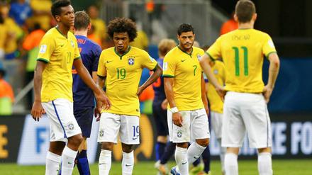 Desolat: Die Brasilianer nach dem 0:3 gegen die Niederlande.