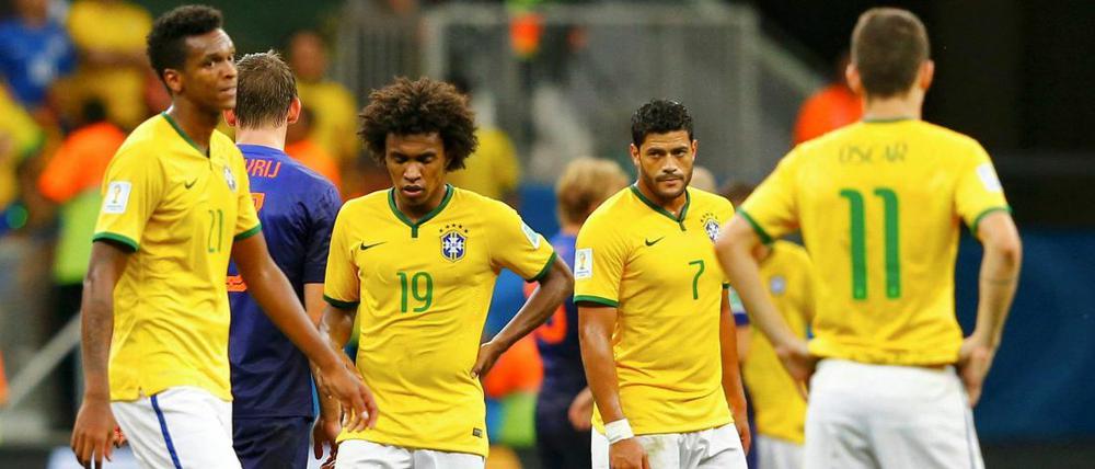 Desolat: Die Brasilianer nach dem 0:3 gegen die Niederlande.