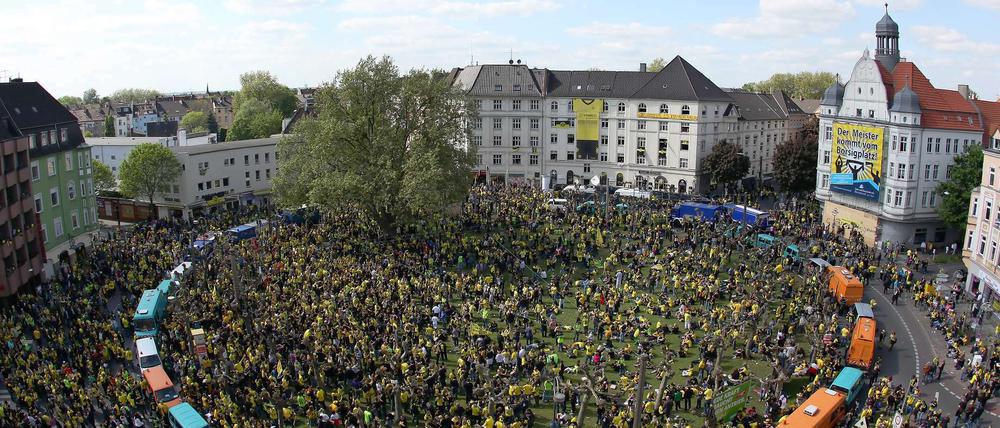 Der Dortmunder Borsigplatz, Feierhort der Borussen-Fans.
