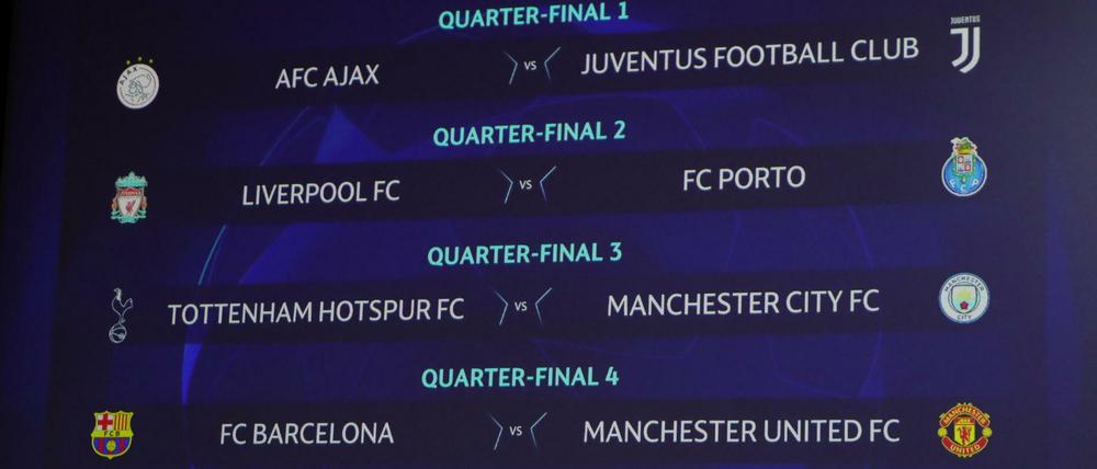 Die Viertelfinal-Partien in der Fußball-Champions-League.