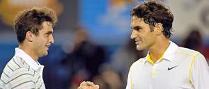 "Ich hoffe, ich treffe Dich nie wieder". Roger Federer nach seinem mühsamen Erfolg gegen Angstgegner Gilles Simon.