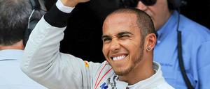 Da jubelte er noch - später war es aber vorbei mit der Freude von Lewis Hamilton.