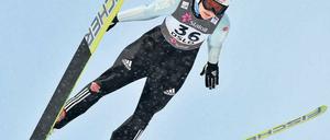 Fliegende Frau. Die deutsche Skispringerin Ulrike Gräßler zählt bei der WM in Oslo zu den Favoritinnen. Foto: dpa