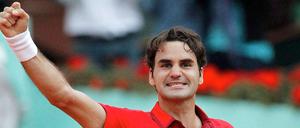 Gut gebrüllt I. Roger Federer bejubelt seinen Halbfinalsieg gegen Djokovic. 