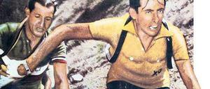 Freund und Helfer. Bei der Tour de France 1949 teilen sich der spätere Sieger Fausto Coppi (rechts) und sein italienischer Landsmann Gino Bartali das Wasser.