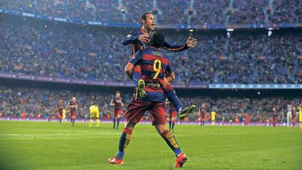 Zwei sind nicht zu bremsen. Neymar und Luis Suarez schossen in Lionel Messis Abwesenheit 19 Tore in Folge. 