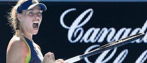 Schreien für den Sieg. Angelique Kerber will die Australian Open am liebsten ein zweites Mal gewinnen. Dazu muss sie erstmal Maria Scharapowa schlagen.