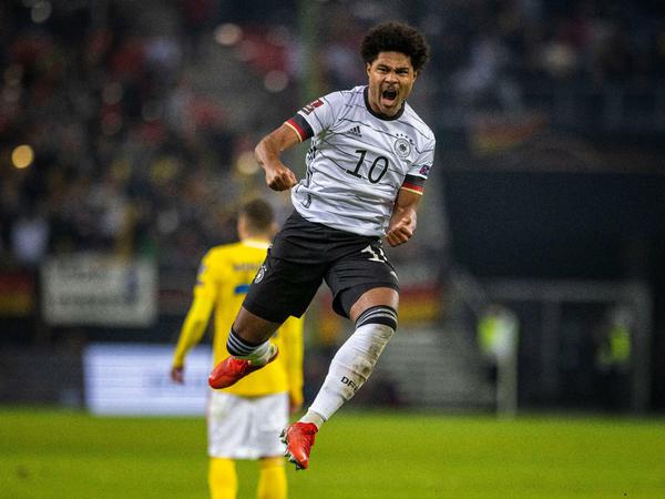 Der deutsche Stürmer Serge Gnabry erzielte im WM-Qualifikationsspiel in Hamburg zwischenzeitlich den Ausgleich.