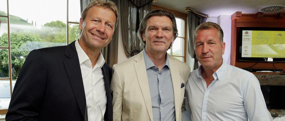 25 Jahre danach. Die Weltmeister Guido Buchwald, Paul Steiner und Andreas Köpke (von links).