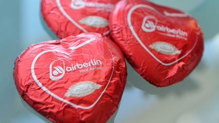 Noch gibt es sie: die kleinen Schokoladenherzen nach einem Air Berlin-Flug
