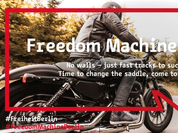 Als Inspiration: Diesen Plakatentwurf schickte Berlin-Partner-Chef Stefan Franzke an Harley-Davidson-Chef Matthew Levatich.