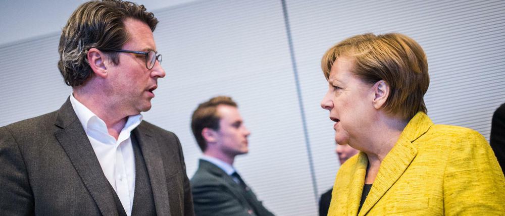Bundeskanzlerin Angela Merkel (CDU) und CSU-Generalsekretär Andreas Scheuer.