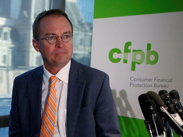 Trump berief Mick Mulvaney als Chef des "Consumer Financial Protection Bureau (CFPB)", einer Verbraucherschutzbehörde für Finanzdienstleistungen.