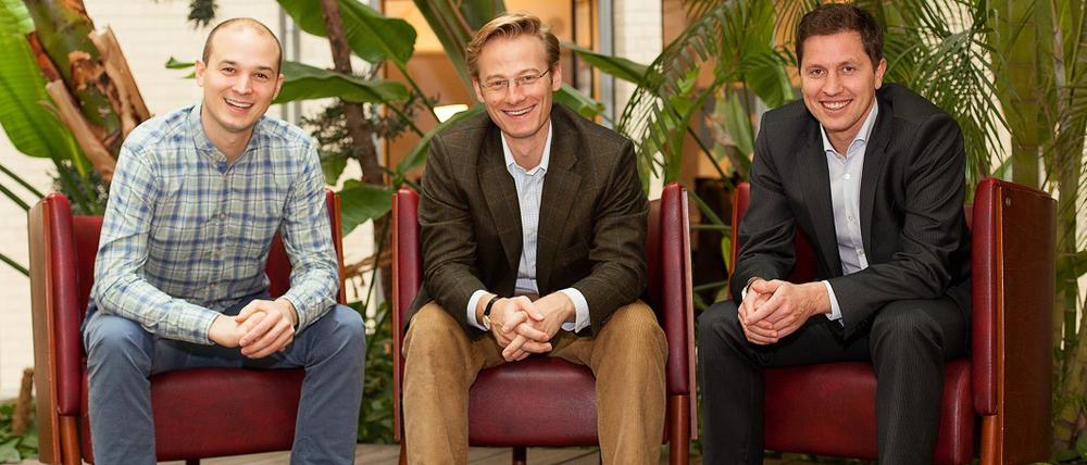 Die Gründer von Lendico: Christoph Samwer, Dominik Steinkühler und Clemens Paschke (von links nach rechts). Heute ist nur noch Paschke im Unternehmen, er ist Geschäftsführer. 