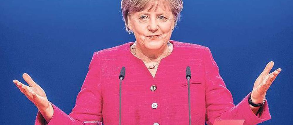 So sieht das aus. Angela Merkel erläuterte am Dienstag den DGB-Delegierten ihre Politik in den kommenden Jahren. 