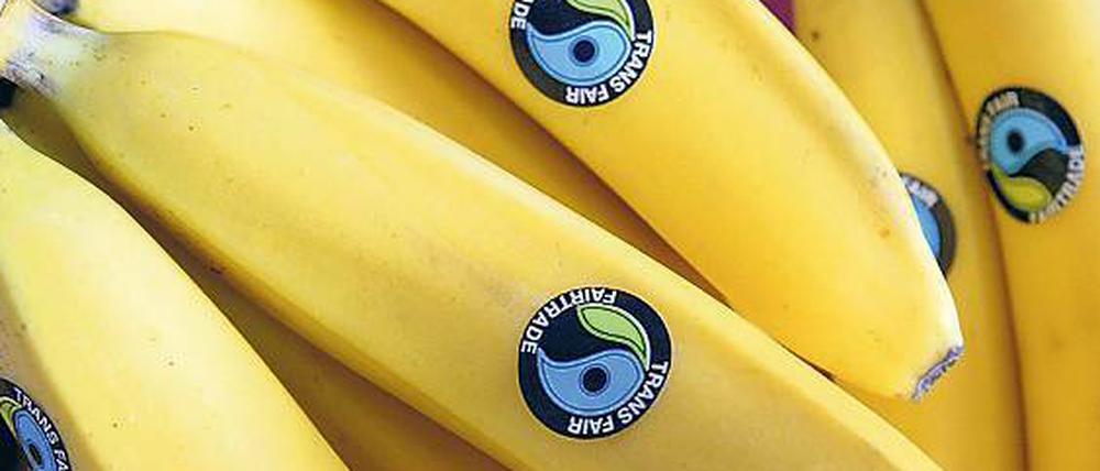 In immer mehr Supermärkten und Discountern gibt es Bananen mit Fairtrade-Siegel. 