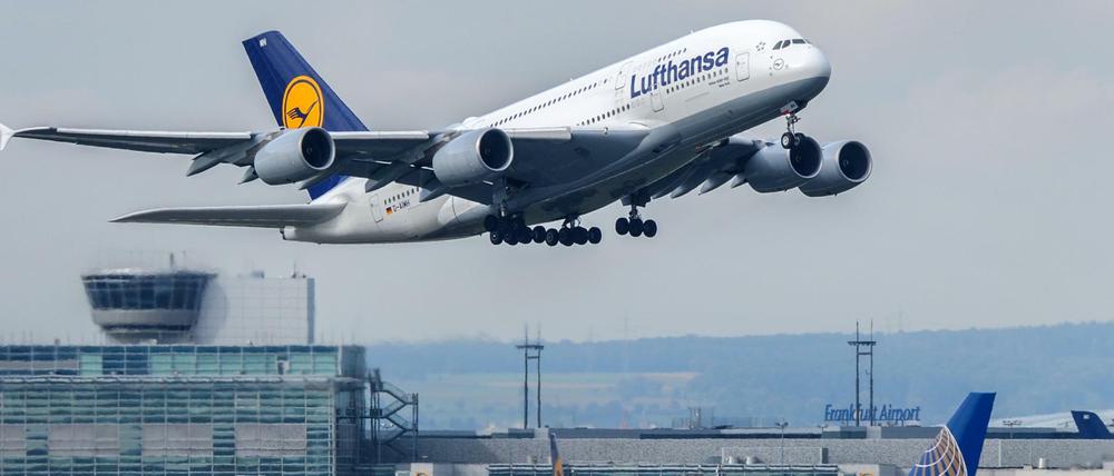 Airbus der Lufthansa auf dem Flughafen in Frankfurt am Main