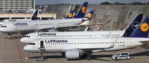 Lufthansa-Maschinen in Frankfurt