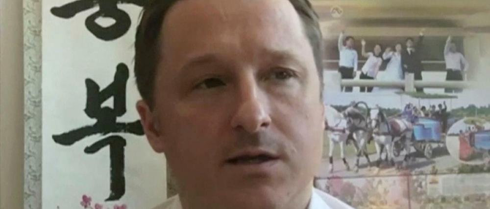 Das Videostandbild zeigt Michael Spavor, Korea-Experte, während eines Skype-Interviews.