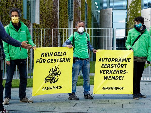 Protest des Bündnisses Campac, von Greenpeace und Fridays for Future.