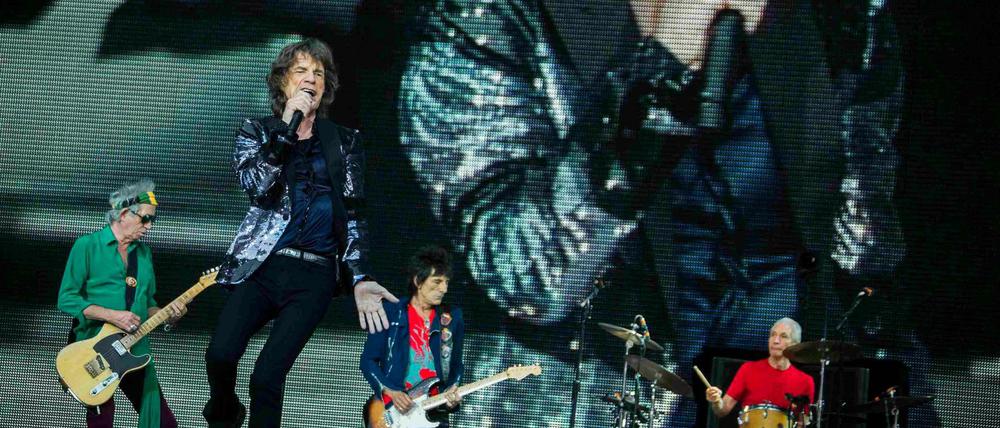 Keith Richards, Mick Jagger, Ron Wood and Charlie Watts von den Rolling Stones (von links nach rechts).