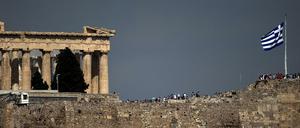 Der Parthenon-Tempel in Athen - aufgenommen am 17. Februar 2017. Das Symbol für die Blütezeit der griechischen Kultur und Wirtschaft.