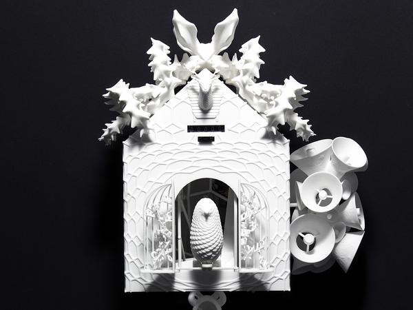 Die Kuckucksuhr aus dem 3D-Drucker entstand für eine Messe und sollte Investoren anlocken.