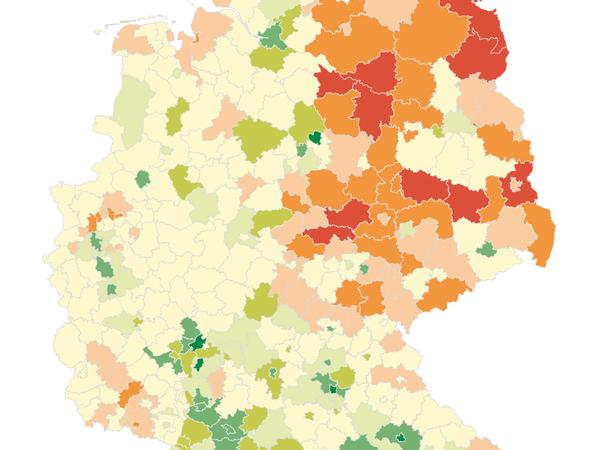 Ostdeutschland hat der Studie zufolge die geringsten Zukunftschancen.
