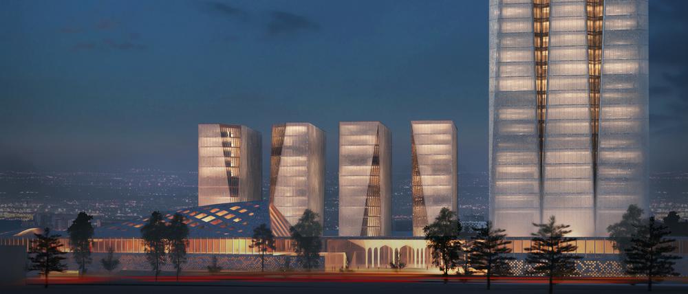 Die Zentrale des nationalen Gasversorgers in Iran. Für diesen Entwurf bekamen Eike Becker Architekten und Hadi Teherani Architects den ersten Preis in einem internationalen Wettbewerb. 