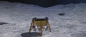 Eine Illustration der Sonde Beresheet auf dem Mond.