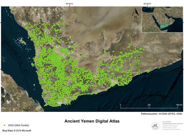 Der digiatale Atals zum jemenitischen Kulturgut - "Ancient Yemen Digital Atlas" - zählt bereits über 9000 Punkte, hinter denen sich interaktiv Fundstätten, Bauwerke, Funde und Kriegsschäden verbergen. Ein Beispiel für Kulturerhalt mit Hilfe der Datenverarbeitung. 