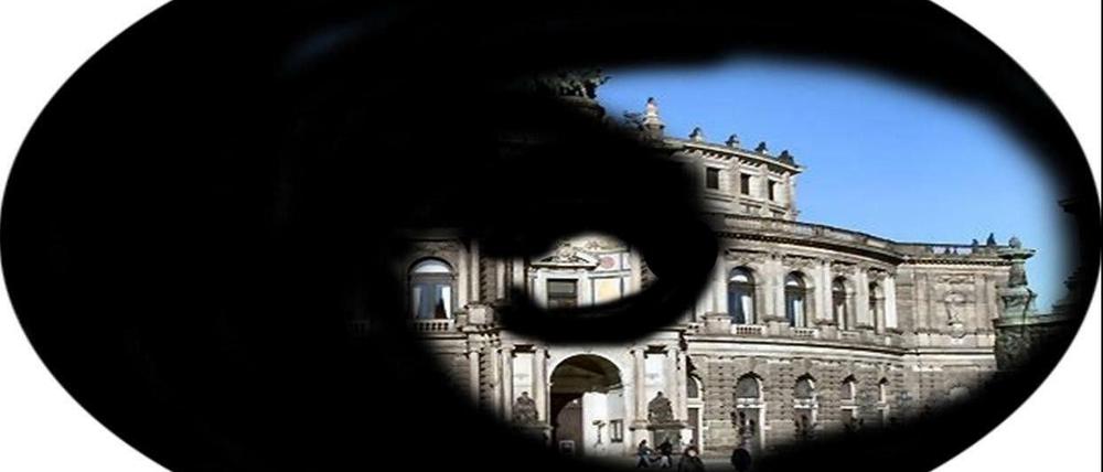 Verengtes Gesichtsfeld. Bei einem Glaukom wird das Sichtfeld immer kleiner, wie diese Darstellung der Dresdener Universitäts-Augenklinik zeigt. 