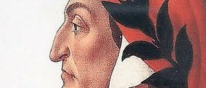 Italiens Nationaldichter. Dante Alighieri auf einem Gemälde von Sandro Botticelli.