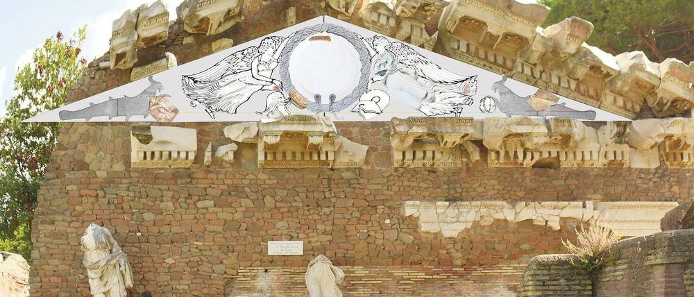 Bildprogramm. Im Hafen des alten Rom wird der Giebelschmuck antiker Tempel anhand von Fragmenten rekonstruiert.