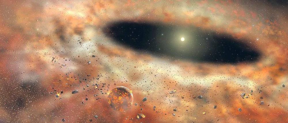 Planeten-Geburt. Die warme Staubscheibe rund um den jungen Stern TYC 8241 2652 ist plötzlich nicht mehr zu sehen.Foto: Gemini Observatory/Lynette Cook