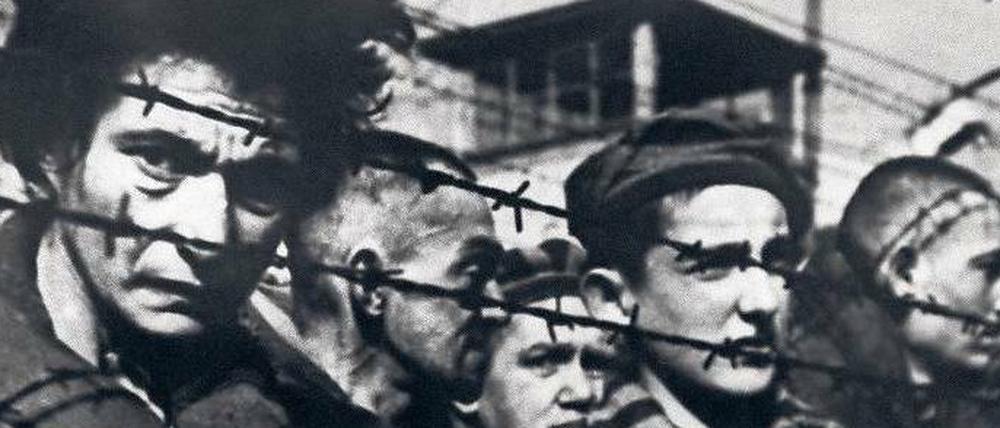 Gefangene des Vernichtungslagers Auschwitz bei der Befreiung.