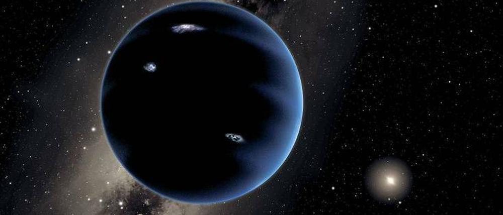 Phantombild. So könnte der neunte Planet des Sonnensystems aussehen. Er besteht vermutlich aus Gas wie Uranus und Neptun. Nach Vorstellung des Zeichners zucken auf der Nachtseite regelmäßig Blitze. 