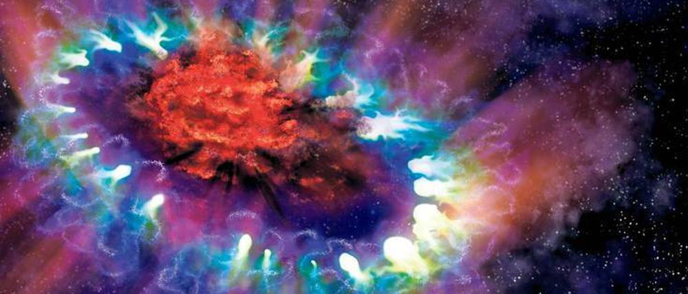 Die Illustration der Supernova basiert auf reellen Daten aus dem All. 