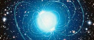 Künstlerische Darstellung des Magnetars im Sternhaufen Westerlund 1.