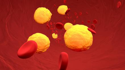 3D rendered Illustration, Cholesterol in the blood stream