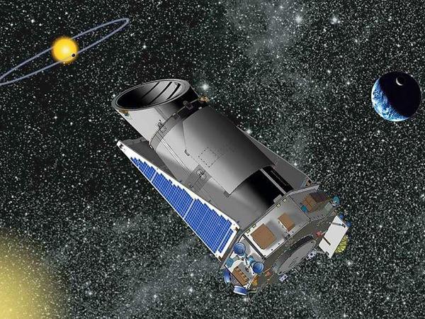 Aus besseren Tagen. Die Illustration zeigt wie die Nasa-Sonde Kepler ferne Sterne beobachtet, um dort Exoplaneten aufzuspüren. 