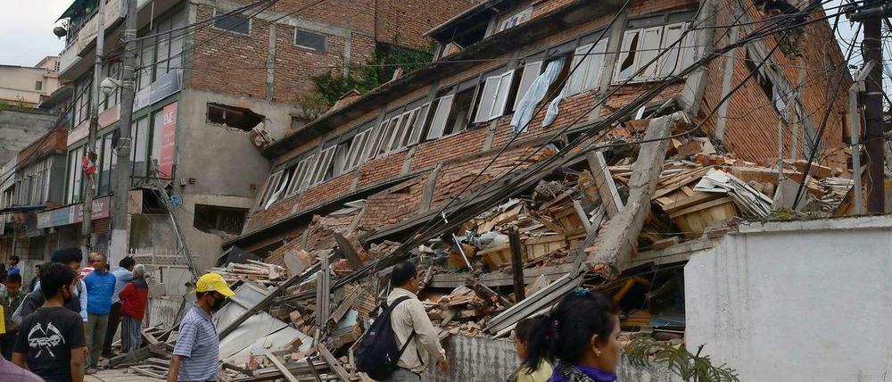 Ein zerstörtes Haus in Kathmandu nach dem Beben vom April 2015.